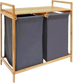 Καλάθι απλύτων διπλό Nextdeco μπαμπού Υ67x70x36.5εκ.