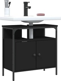 vidaXL Ντουλάπι Νιπτήρα Μπάνιου Μαύρο 60x30x60 εκ. Επεξεργασμένο Ξύλο