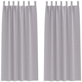 vidaXL Κουρτίνες με κουρτίνες 2 pcs Μεταλλικό Γκρι Πολυεστέρας