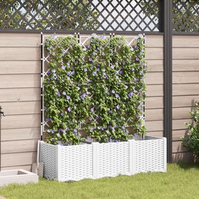 vidaXL Γλάστρα με πλέγμα 3 τμχ Λευκή 120x40x143 εκ