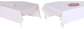 Τραπεζομάντιλο και πετσέτες DKD Home Decor 150 x 150 x 0,5 cm Ροζ Λευκό (x2)