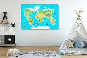 Εικόνα γεωγραφικό χάρτη του κόσμου για παιδιά - 60x40