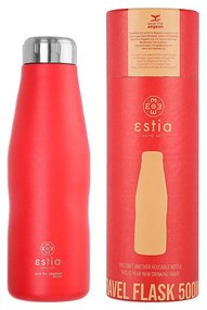 Μπουκάλι Θερμός Travel Flask Save The Aegean Scarlet Red 500ml - Estia