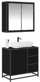 vidaXL Σετ Επίπλων Μπάνιου με συρτάρι 2 pcs Μαύρη δρυς 65 x 33 x 60 εκ