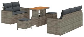 vidaXL Σετ Καναπέ Κήπου Ρυθμιζόμενο ύψος 8 pcs Γκρι συνθετικό ρατάν