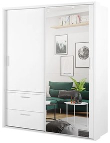Ντουλάπα Fresno 123, Άσπρο, 215x180x63cm, Πόρτες ντουλάπας: Ολίσθηση