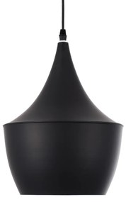 GloboStar® SHANGHAI BLACK 01025-A Μοντέρνο Κρεμαστό Φωτιστικό Οροφής Μονόφωτο 1 x E27 Μαύρο Μεταλλικό Καμπάνα Φ25 x Υ30cm