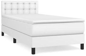 vidaXL Κρεβάτι Boxspring με Στρώμα Λευκό 80 x 200 εκ. Συνθετικό Δέρμα