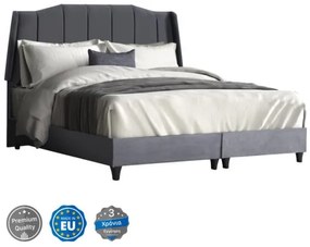 ΚΡΕΒΑΤΙ ROZARIO ΑΠΟ ΓΚΡΙ ΒΕΛΟΥΔΟ HM611.10 ΓΙΑ ΣΤΡΩΜΑ 160x200 εκ.