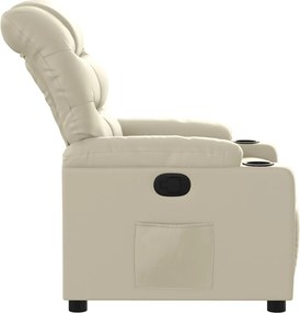 vidaXL Πολυθρόνα Ανακλινόμενη Κρεμ από Συνθετικό Δέρμα