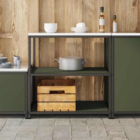 vidaXL Ράφι Κουζίνας HATTEM Λαδί 90 x 50 x 92 εκ Ατσάλι