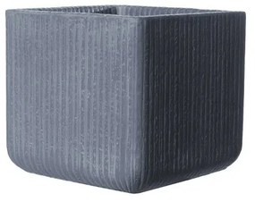 Supergreens Γλάστρα Πήλινη Τετράγωνη "Stripe" Γκρι Σκούρο S 23x23x22 εκ.