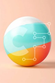 Intra Συλλεκτικό Ξύλινο Παζλ Plywood  4mm - Πολύχρωμη μπάλα παραλίας σε υπόλευκο φόντο Σε Ξύλινο Κουτί - Διαστάσεις Puzzle: 10x10 cm – 25 κομμάτια