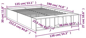 Πλαίσιο Κρεβατιού Καφέ Δρυς 135x190 εκ. Επεξεργασμένο Ξύλο - Καφέ