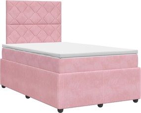 vidaXL Κρεβάτι box spring με στρώμα Ροζ 120 x 190 cm Βελούδο