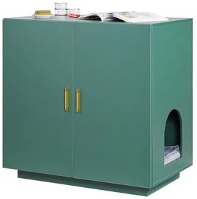 VEVOR Cat Litter Box Enclosure, 80 cm Hidden Litter Box Cabinet, Wooden Indoor Cat Washroom with Ventilated Holes, Double-Door Kitty Pet House Furniture, End Side Table Fit Most Litterboxes