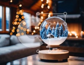 Intra Συλλεκτικό Ξύλινο Παζλ Plywood  4mm - Snow Globe στο διακοσμητικό τραπεζάκι σαλονιού στο σαλόνι Σε Ξύλινο Κουτί - Διαστάσεις Puzzle: 10x10 cm – 25 κομμάτια