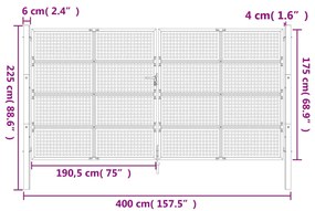 vidaXL Πύλη Κήπου Ανθρακί 400 x 175 εκ. Ατσάλινη