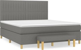 vidaXL Κρεβάτι Boxspring με Στρώμα Σκούρο Γκρι 180x200 εκ Υφασμάτιν