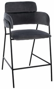 Σκαμπό Bar Μεσαίου Ύψους Kelso HM8735.01 54x58x95cm Grey Velvet, Metal