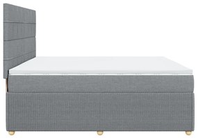 vidaXL Κρεβάτι Boxspring με Στρώμα Ανοιχτό Γκρι 200x200 εκ. Υφασμάτινο