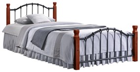 Κρεβάτι Διπλό ArteLibre CONCORDIA Μαύρο/Βελανιδιά Μέταλλο/Ξύλο (Στρώμα 150x200cm)