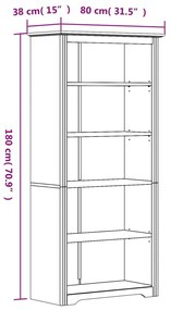 Βιβλιοθήκη BODO 5 Επ. Γκρι 82x40x173 εκ. από Μασίφ Ξύλο Πεύκου - Γκρι