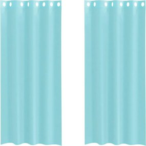 vidaXL Voile κουρτίνες με ροδέλες 2 τεμάχια Τιρκουάζ
