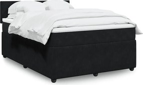 vidaXL Κρεβάτι Boxspring με Στρώμα Μαύρο 140x190 εκ. Βελούδινο