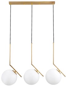 00955 GloboStar® GLOBOSTAR® MONROE 00955 Μοντέρνο Κρεμαστό Φωτιστικό Οροφής με Ντουί 3 x E27 AC 220-240V IP20 - Χρυσό &amp; Λευκό - Μ74 x Π25 x Υ50cm