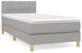 Κρεβάτι Boxspring με Στρώμα Ανοιχτό Γκρι 90x190 εκ. Υφασμάτινο - Γκρι