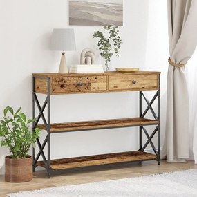 vidaXL Κονσόλα Παλιού Ξύλου 100x28x75 εκ. Κατασκευασμένο Ξύλο &amp; Χάλυβας