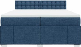 vidaXL Κρεβάτι Boxspring με Στρώμα Μπλε 200x200 εκ. Υφασμάτινο