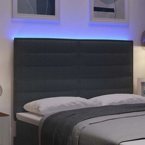 vidaXL LED κεφαλάρι Σκούρο Γκρι Υφασμάτινο Κορντουρά