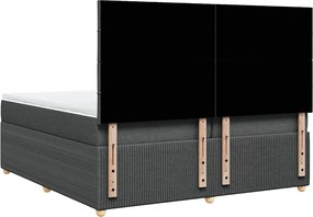 vidaXL Κρεβάτι Boxspring με Στρώμα Σκούρο Γκρι 200x200 εκ. Υφασμάτινο