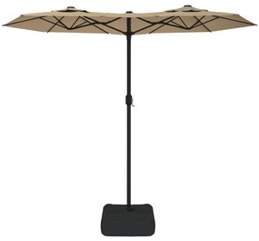 vidaXL Ομπρέλα Κήπου με Διπλή Κορυφή και LED Taupe 316 x 145 εκ.