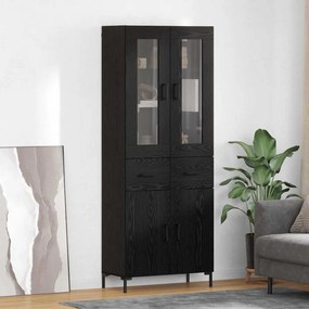 vidaXL Highboard με συρτάρι 2 pcs Μαύρη Οξυά Επεξεργασμένο ξύλο