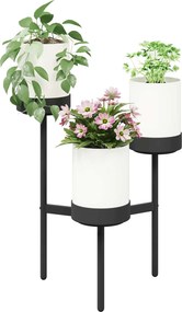 vidaXL Βάση Λουλουδιών Λευκό 54 x 49 x 81 εκ Πολυπροπυλένιο και Ατσάλι