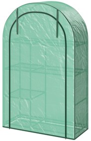Outsunny Mini Θερμοκήπιο, 4-επίπεδο Θερμοκήπιο με πλαστικό κάλυμμα, φορητό, πόρτα με ρολό, 100 x 45 x 160 cm, Πράσινο