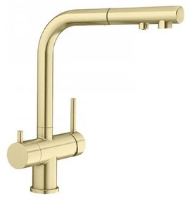 Blanco Fontas-S II Brass PVD Satin Gold Μπαταρία Κουζίνας Με Αποσπώμενο Ρουξούνι