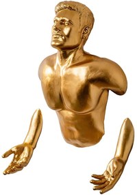 Διακοσμητικό Τοίχου Man Coming Out Of Wall 891TNL3807 50x20x80cm Gold Wallity Πολυέστερ