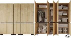 Ντουλάπα Sapphire Δρυς / Ανθρακί DREGEFA 225x52x210