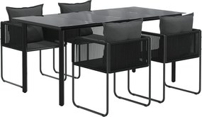 vidaXL Σετ Τραπεζαρίας Κήπου 5 Τεμαχίων Μαύρο