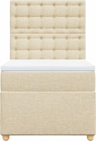 vidaXL Κρεβάτι Boxspring με Στρώμα Κρεμ 80 x 200 εκ. Υφασμάτινο