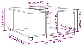 Τραπεζάκι Σαλονιού Αρτισιανή Δρυς 80x80x40 εκ. Επεξεργ. Ξύλο - Καφέ