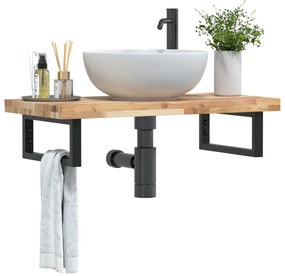 Ράφι Νιπτήρα Τοίχου από Ατσάλι / Μασίφ Ξύλο Ακακίας