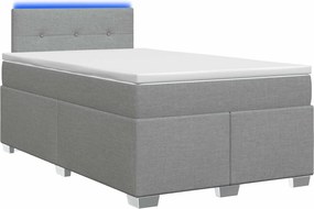 vidaXL Κρεβάτι Box Spring με Στρώμα και LED Ανοιχτό γκρι 120 x 190 cm