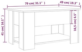 Τραπεζάκι Σαλονιού Γυαλ. Λευκό 79x49x41 εκ. Επεξεργασμένο Ξύλο - Λευκό