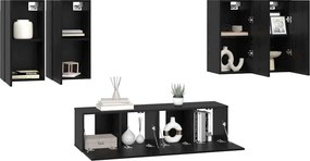 vidaXL Σετ επίπλου τηλεόρασης 6 pcs Μαύρη Οξυά Επεξεργασμένο Ξύλο