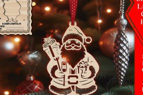 Σετ των 3 Intra απο ξύλο plywood 3mm-4mm πάχος Χριστουγεννιάτικο στολίδι με κάρτα C Δίασταση 8x8 cm INTRAFABR-107930472